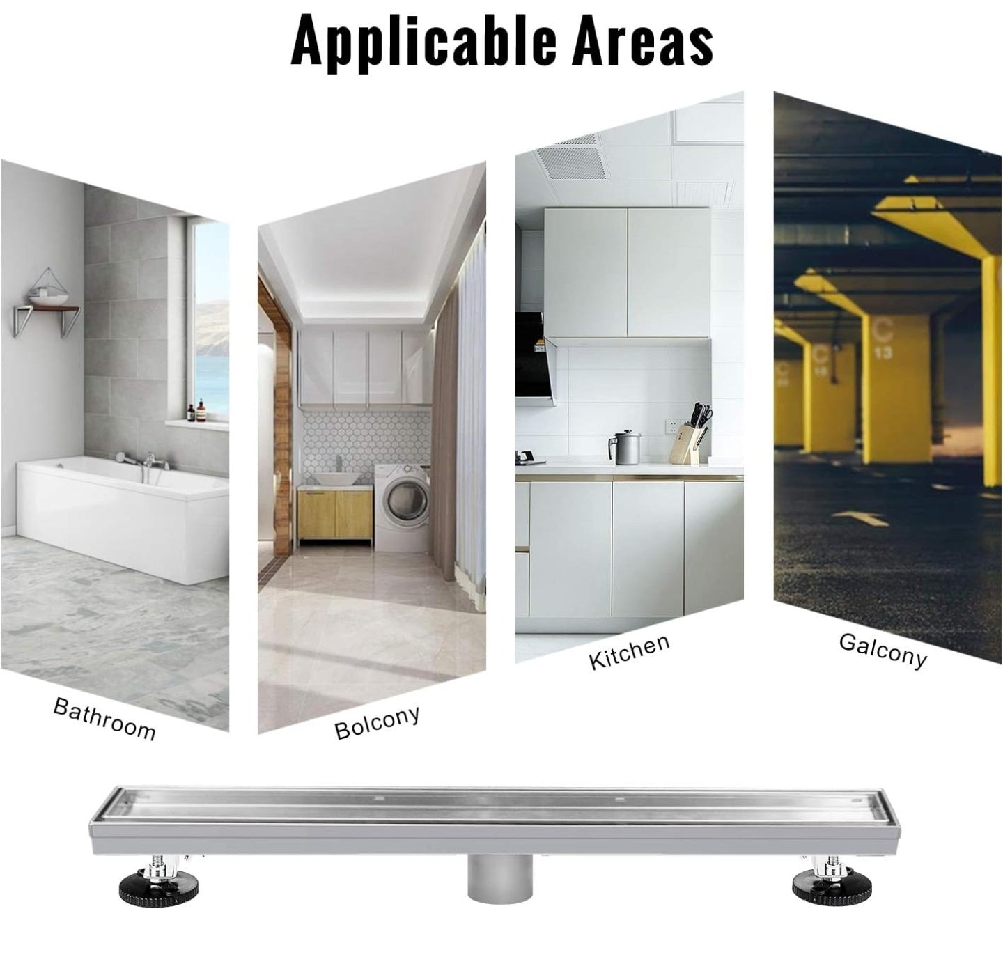 SaniteModar Linear Shower Drain, Hair Filters