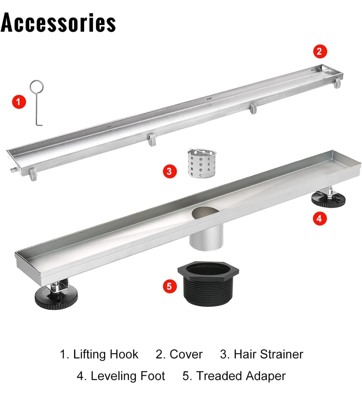 SaniteModar Linear Shower Drain, Hair Filters