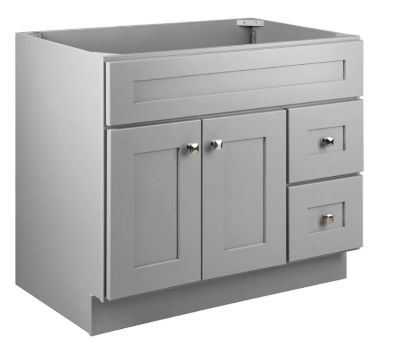Bath Unassembled Modern 2-Door 2-Drawer Bathroom Shaker Vanity Cabinet Only, 36 x 21,Grey