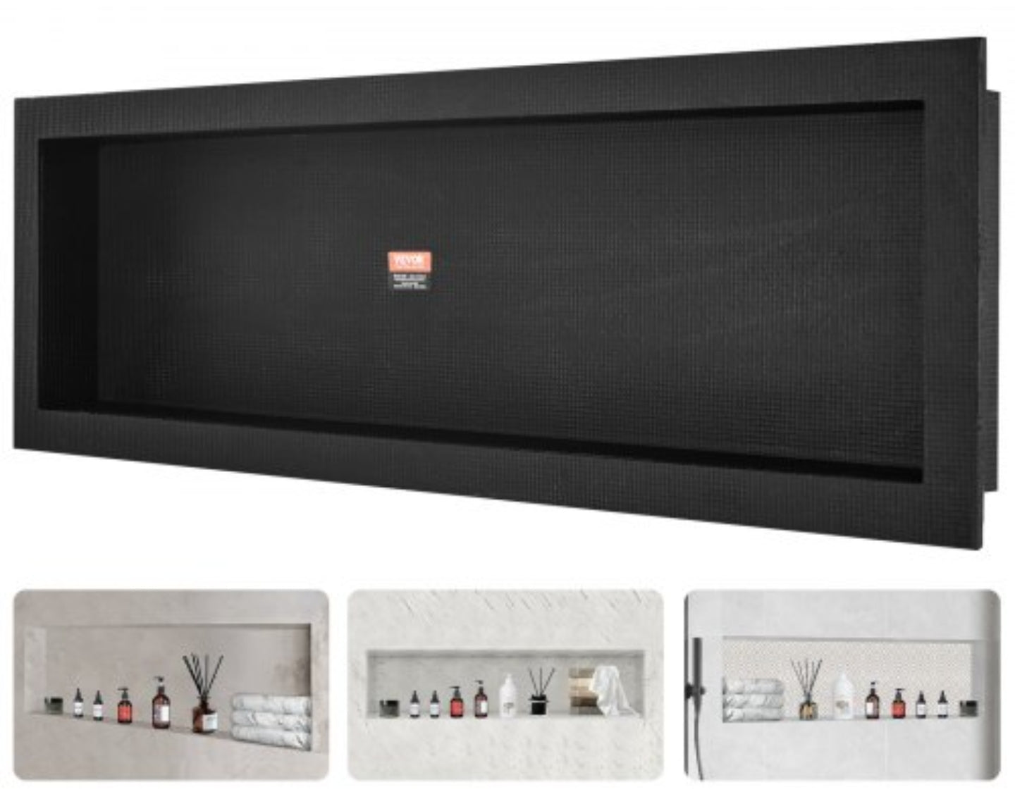 Shower Niche Ready for Tile 16" x 50", Single Shelf Organizer, Square Corners Wall-inserted Niche Recessed, Sealed Protection Modern