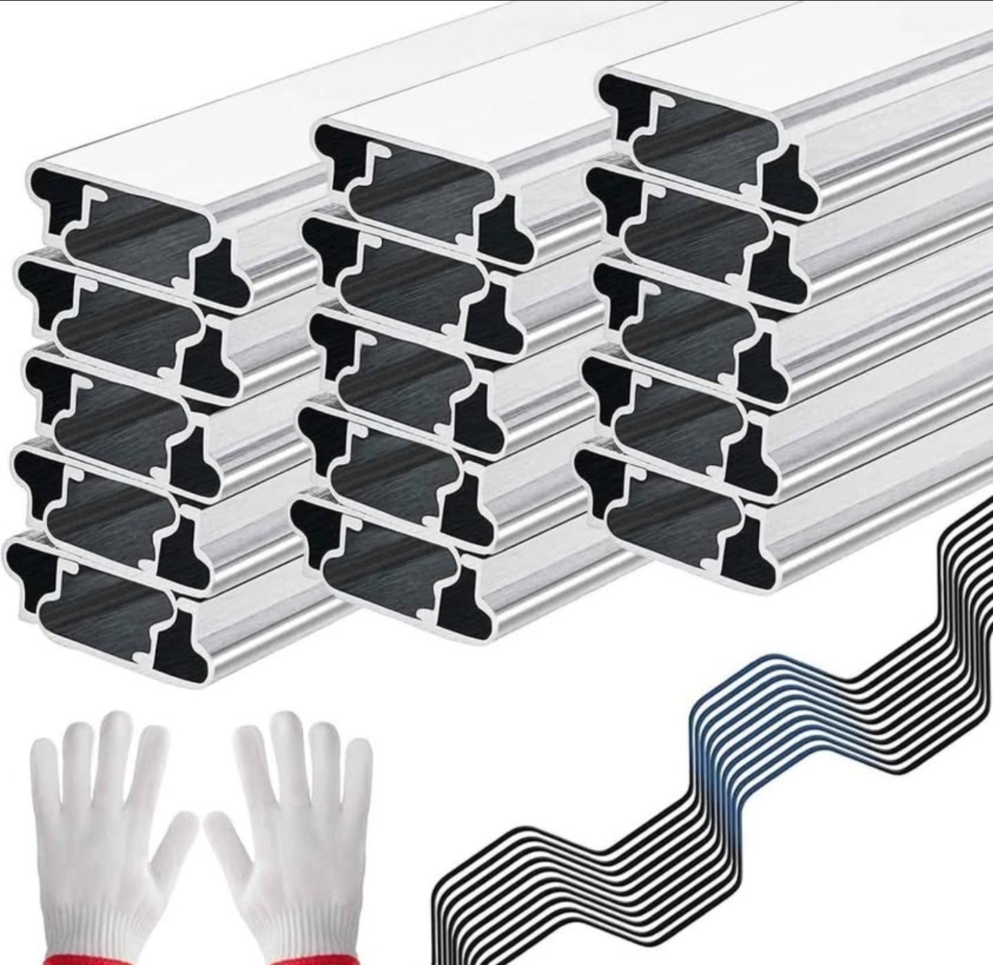 10 Sets PVC Coated Spring Wire & Aluminum Alloy U-Channel Bundle with Nylon Gloves, 6.6 ft Farmer #778