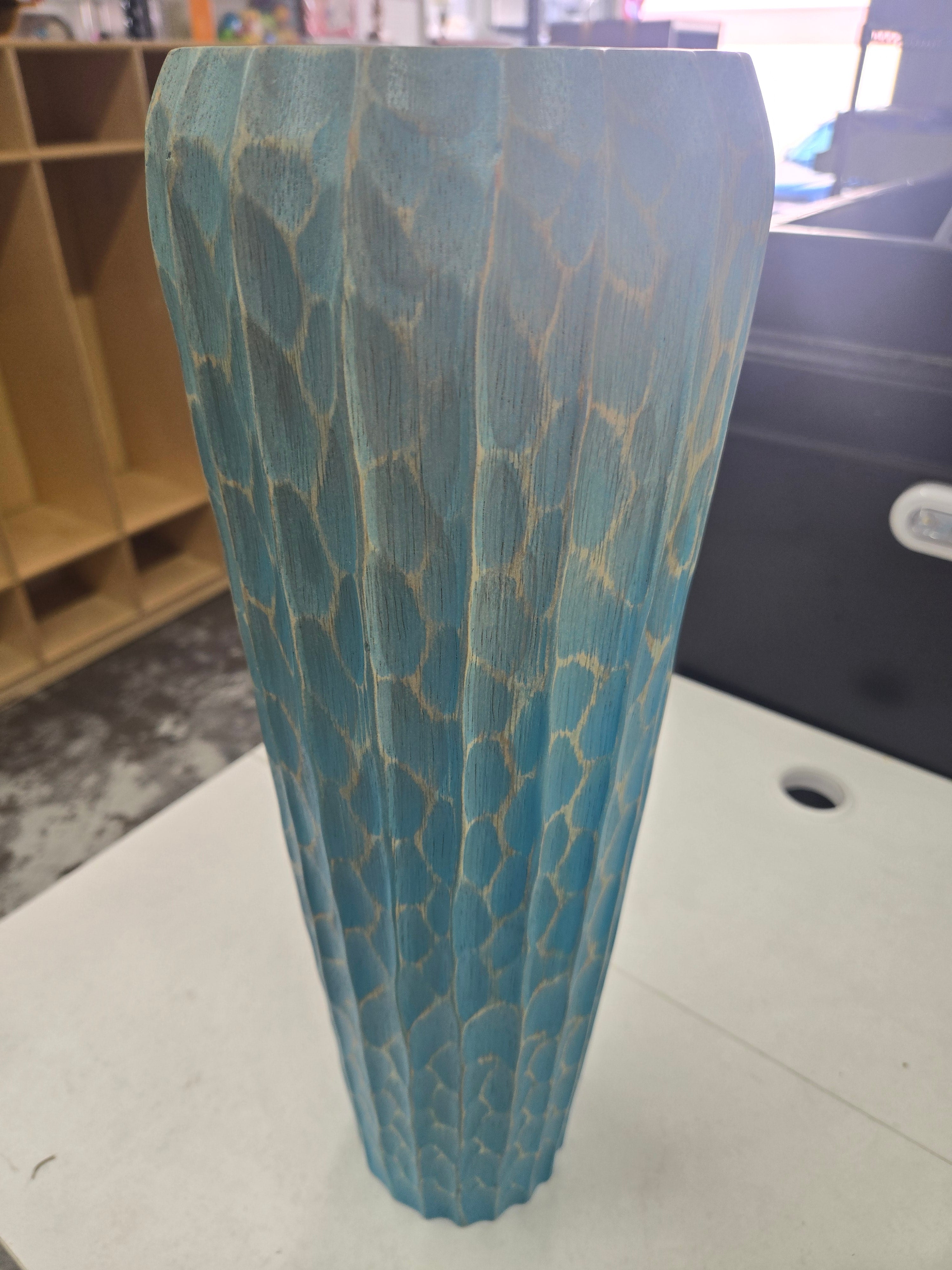 World Traveler Aqua Wooden Vase