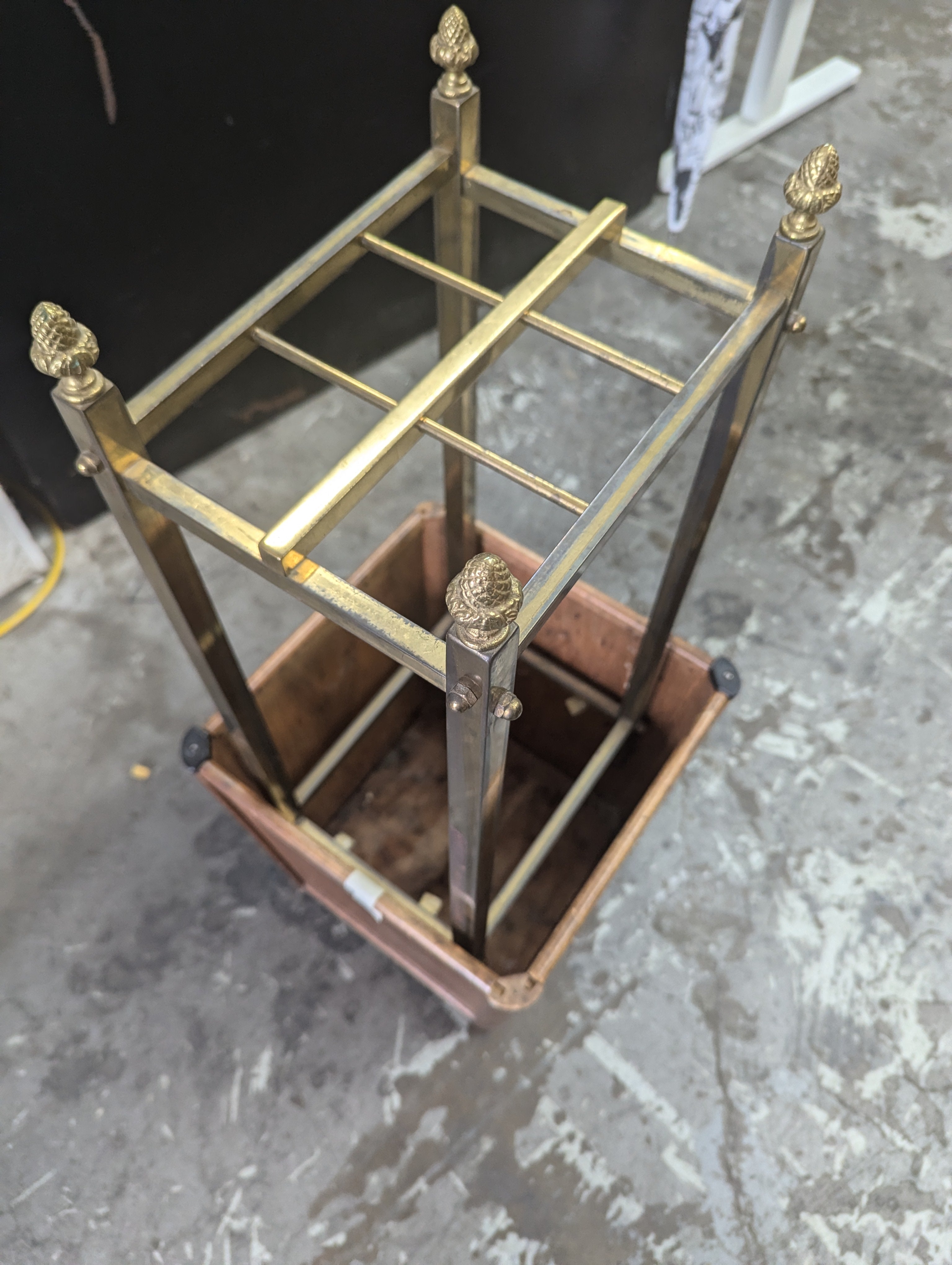 Antique Vintage Wooden and Metal Stick/Umbrella Holder by Nucraft