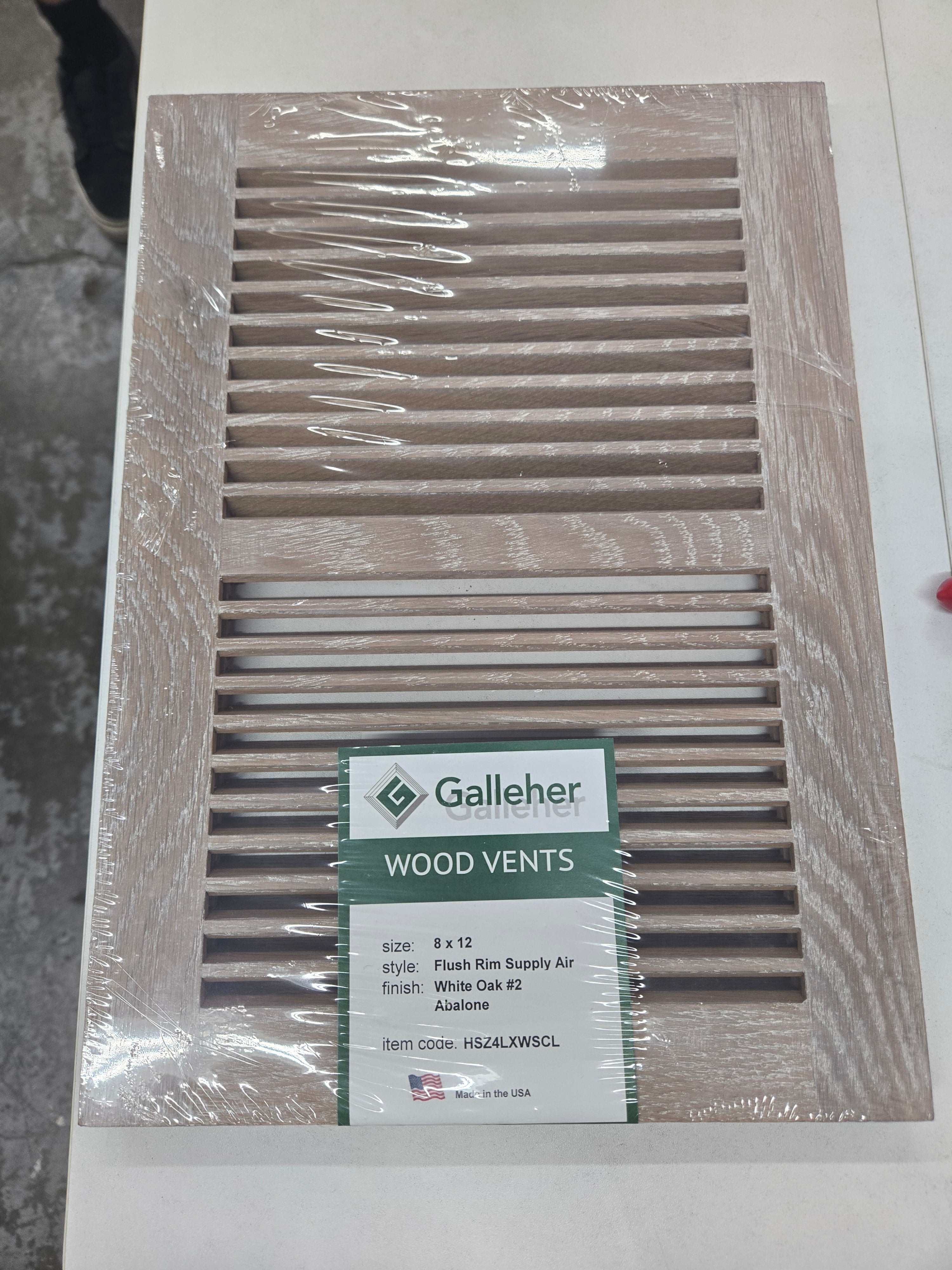 Galleher Wood Vent 8x12 White Oak Finish