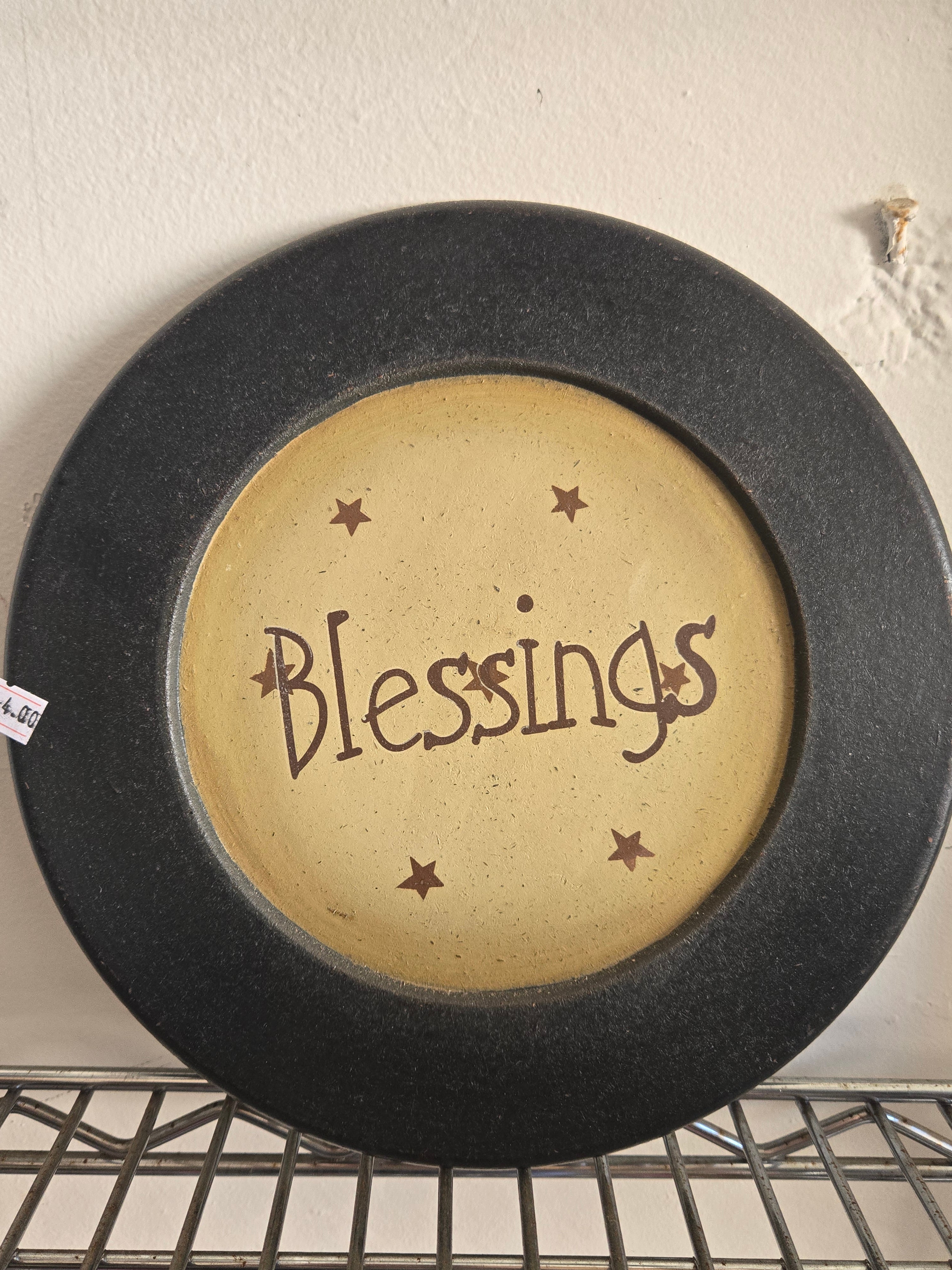 Wooden Plate W/Stars & Message