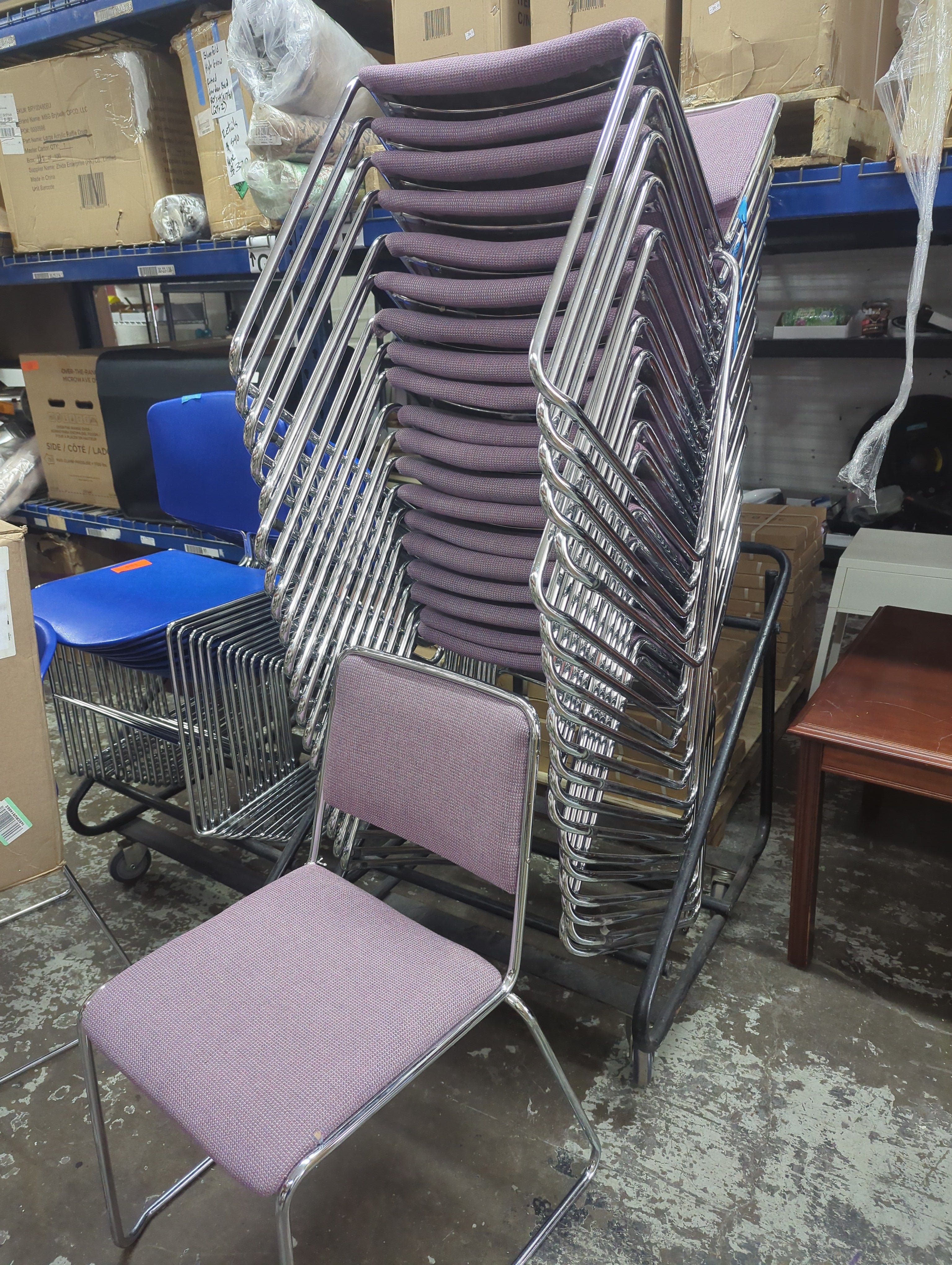 Heavy Duty Stacker Chairs (20) and Dolly