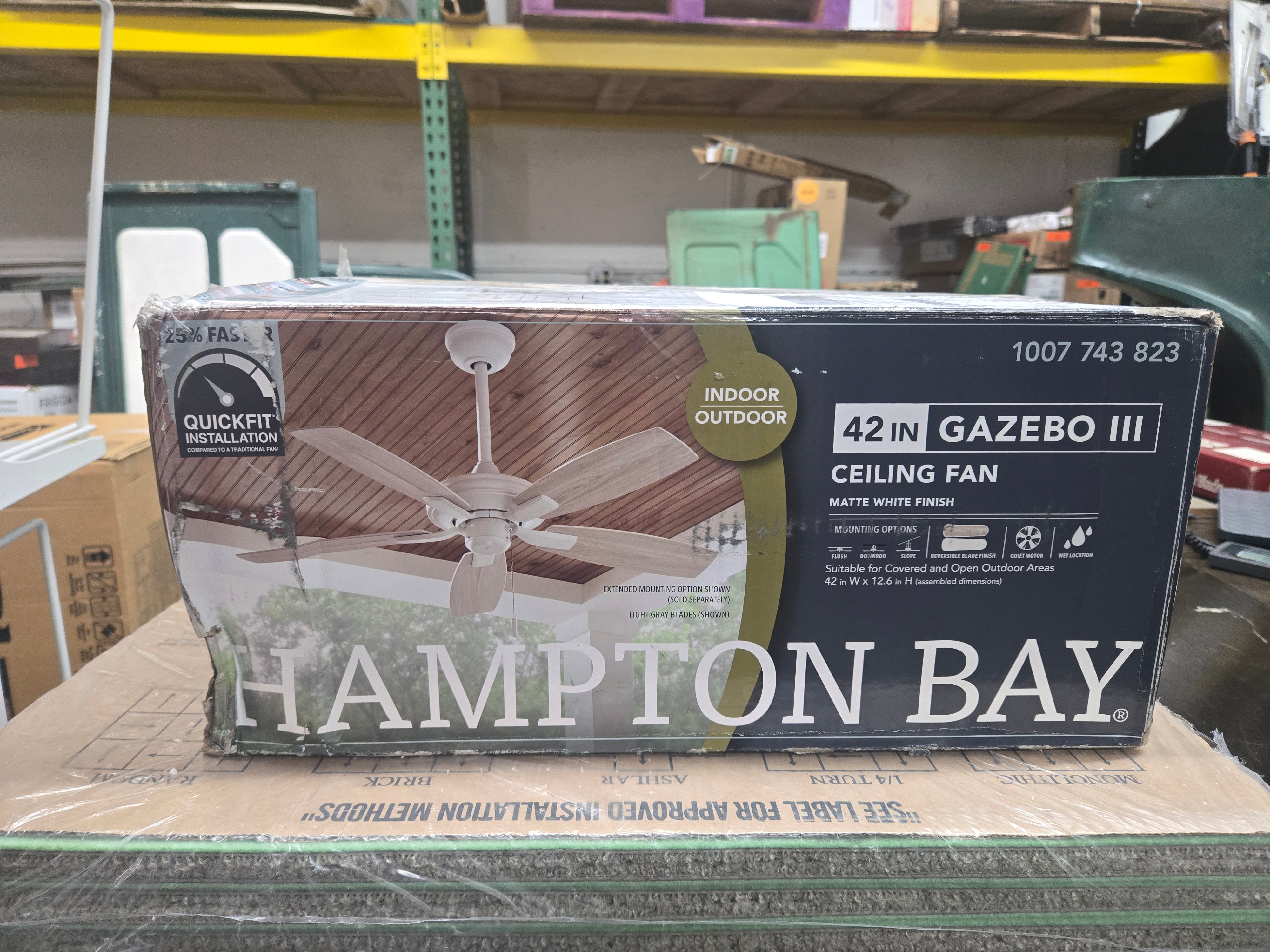 Hampton Bay 42" Gazebo Ceiling Fan With White Finish