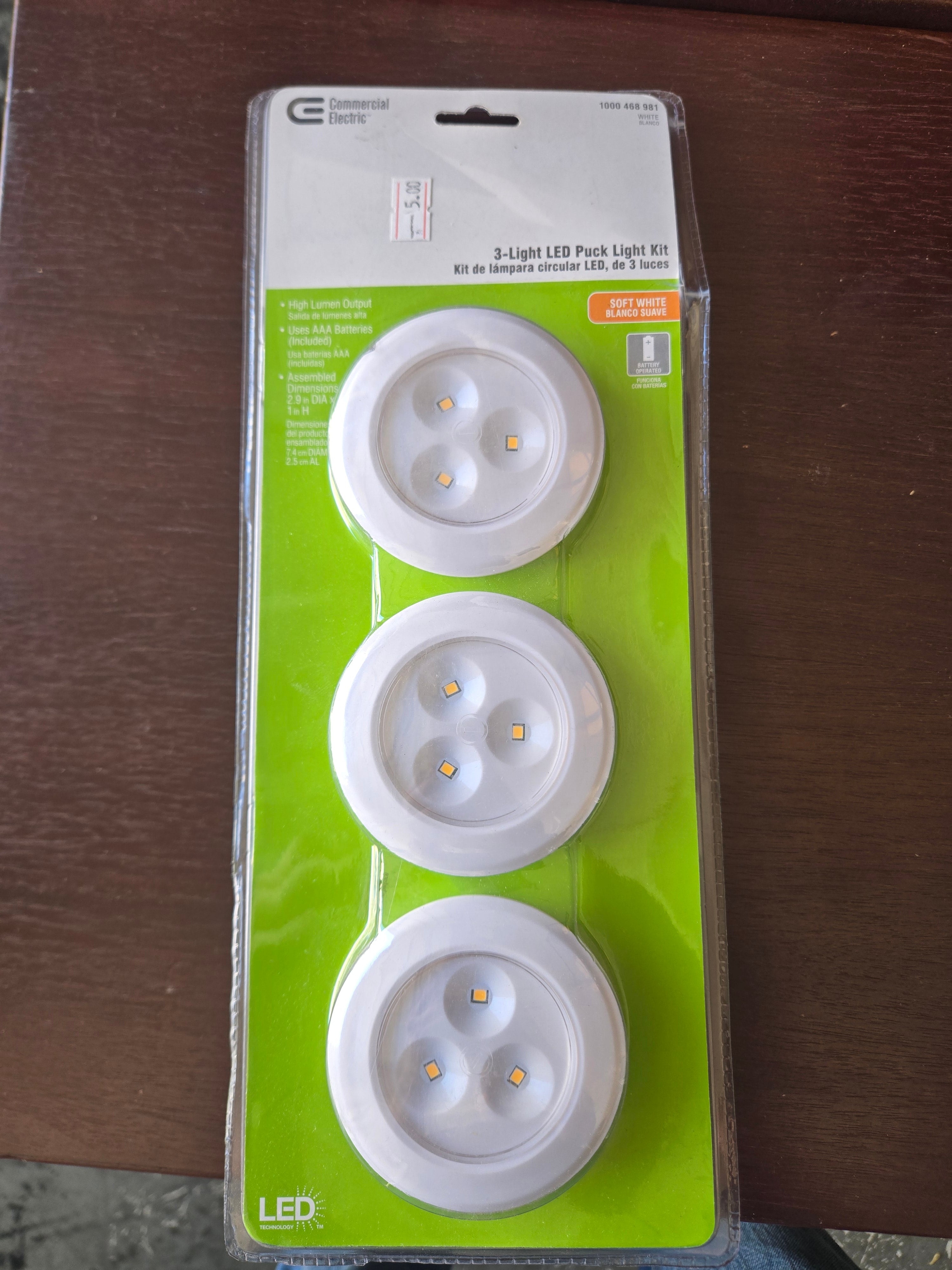Commercial Electric 3-Light LED Puck Light Kit