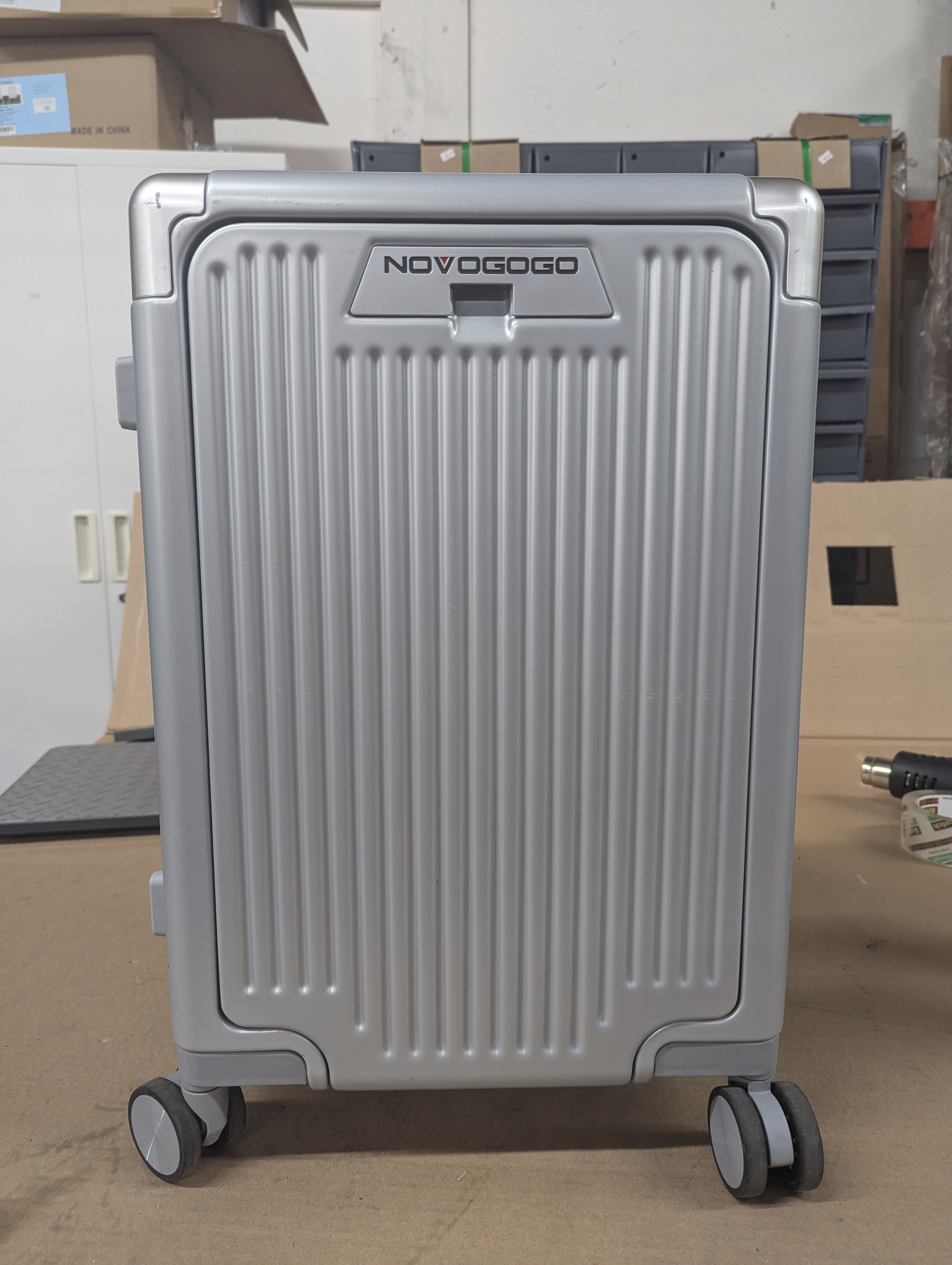 Novogogo Silver Carry on with Front Compartment and TSA friendly Locks