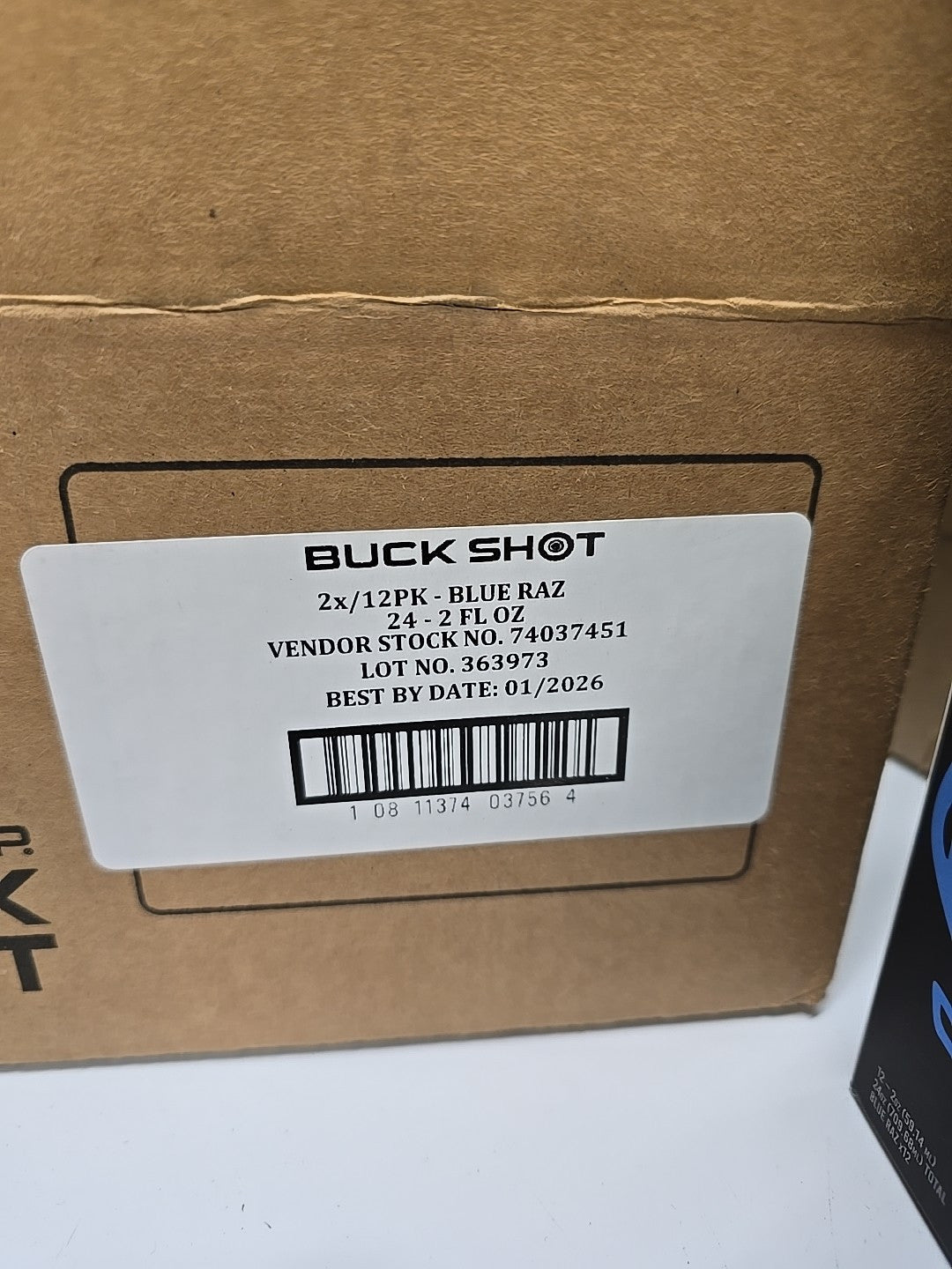 Bucked Up 3201902 Buck Shot Energy Shot, Blue Raz - Quantity 12