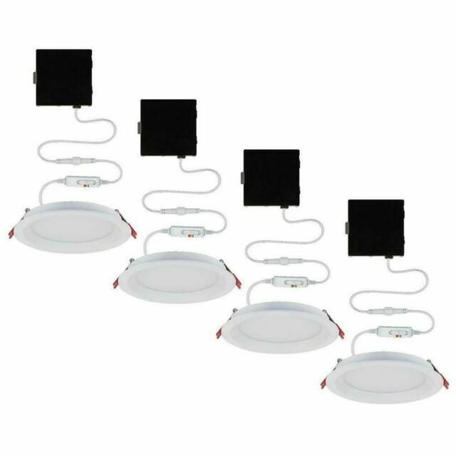 Commercial Electric Ultra Slim Integrated LED 6 in Round, White 4-Pack 19A